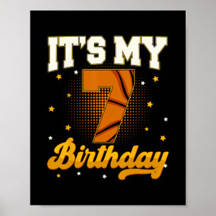 Poster É Meu 7º Aniversário Sketll Menino Presentes 7 Ano