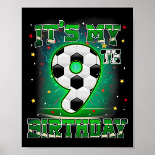 Poster É Meu 9º Aniversário Futebol Masculino 9 Anos Fest
