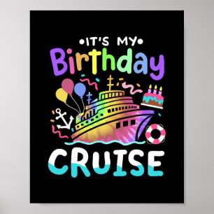 Poster É Meu Aniversário Cruzeiro Tie Dye Viagem de Féria