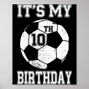 Poster É Meu Aniversário De 10 Anos Design De Futebol Par