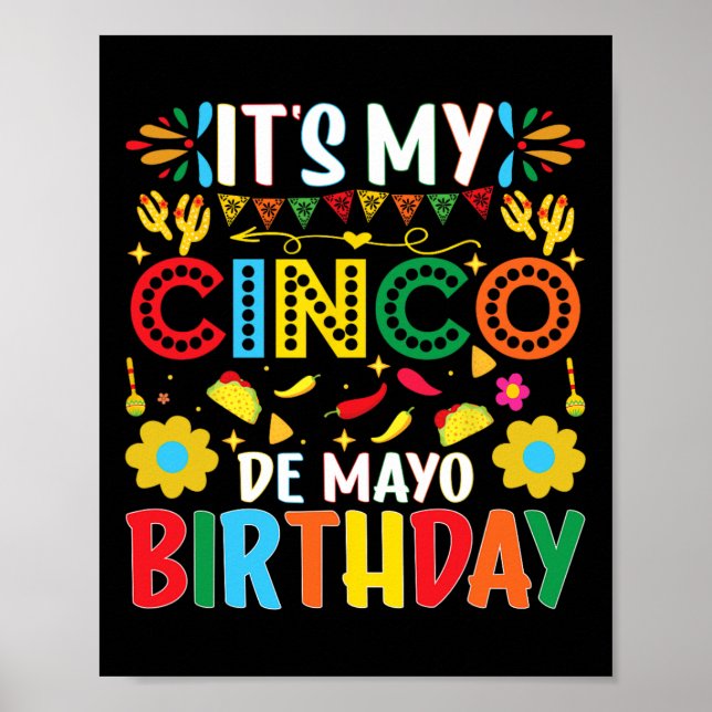 Poster É Meu Aniversário De Cinco De Mayo Feliz Cinco De  (Frente)
