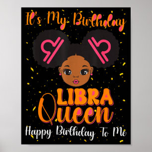 Poster É Meu Aniversário Rainha de Libra Feliz Aniversári
