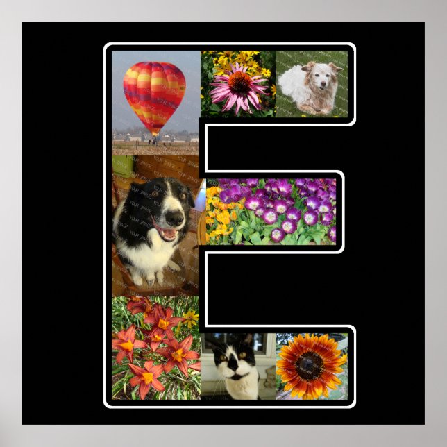 Poster E Monograma Crie Sua Própria Colagem de Fotos 8 Pr (Frente)