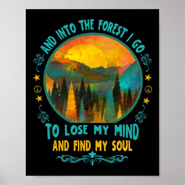 Poster E Na Floresta Eu Vou Caminhando Acampando Verão Câ (Frente)