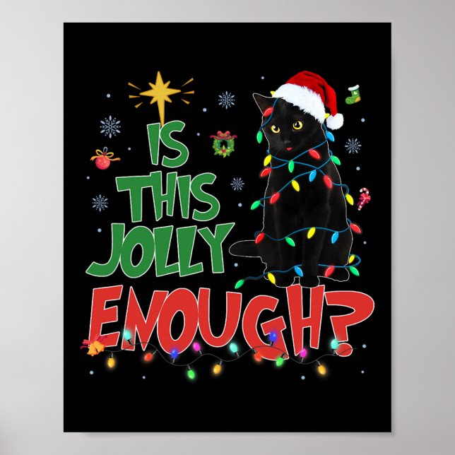 Poster É Natal Feliz de Gato Preto Suficientemente Alegre (Frente)