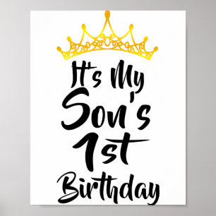 Poster É o 1º Aniversário do Meu Filho Coroa Feliz 1 Ano 