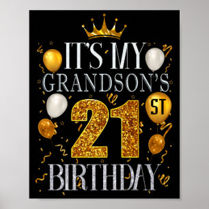 Poster É o 21º aniversário do meu neto Feliz Aniversário 