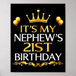 Poster É o 21º aniversário do meu sobrinho Feliz Aniversá