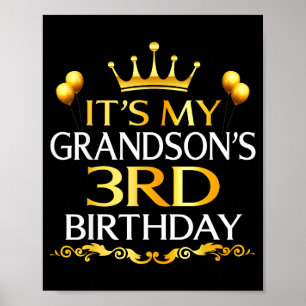 Poster É o 3º aniversário do meu neto Feliz aniversário 3