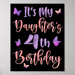 Poster É o 4º aniversário da minha filha Borboleta Feliz