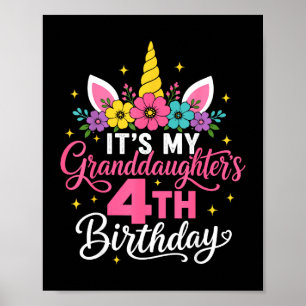 Poster É o 4º aniversário da minha neta Unicórnio Vovó