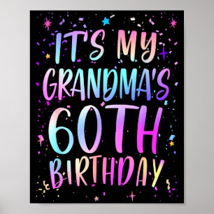Poster É o 60º Aniversário da Minha Avó Colorido Feliz 60