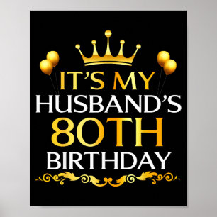 Poster É o 80º Aniversário do Marido Ilustração Feliz