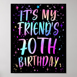 Poster É o Aniversário de 70 Anos da Minha Amiga Colorido