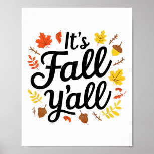 Poster É o Fall Yall Halloween Bats Pumpkin Fall Hallowe