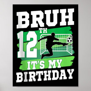 Poster É o meu 12º aniversário de menino, festa de futebo