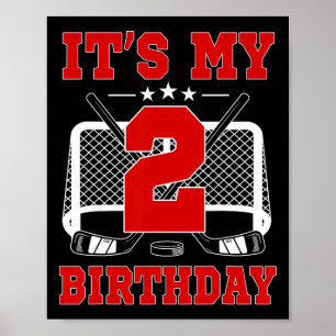 Poster É o meu 2º aniversário tema de hóquei no gelo meni