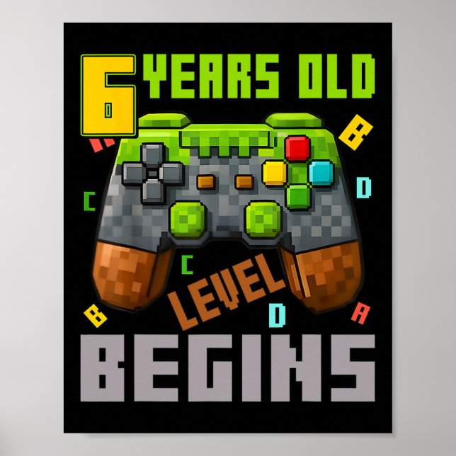 Poster É o meu 6º aniversário Pixel Gaming Controller 6 a (Frente)
