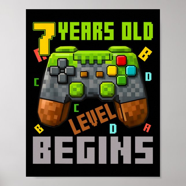 Poster É o meu 7º aniversário Pixel Gaming Controller 7 A (Frente)