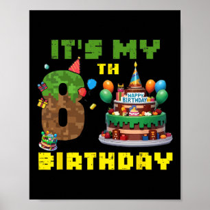 Poster É o meu 8º aniversário, festa de aniversário do me