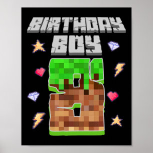 Poster É o Meu 8º Aniversário Menino Jogador de 8 Anos Pi