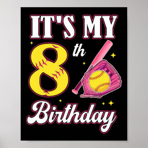 Poster É o meu 8º aniversário Softll Menina Festa de 8 an