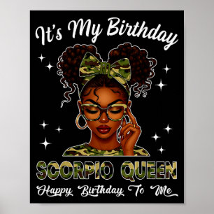 Poster É o Meu Aniversário Scoro Rainha Camo Arco Afro Pr