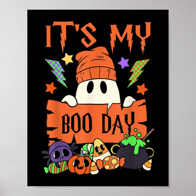 Poster É O Meu Booday Day Crianças Cute Ghost Birthday Gh (Frente)