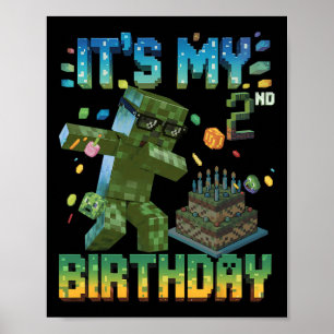 Poster É o meu presente de 2º aniversário Gamer Pixel Men