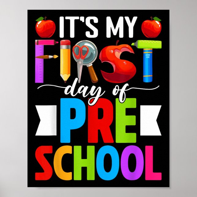 Poster É o Meu Primeiro Dia de Pré-escola de Volta às Aul (Frente)