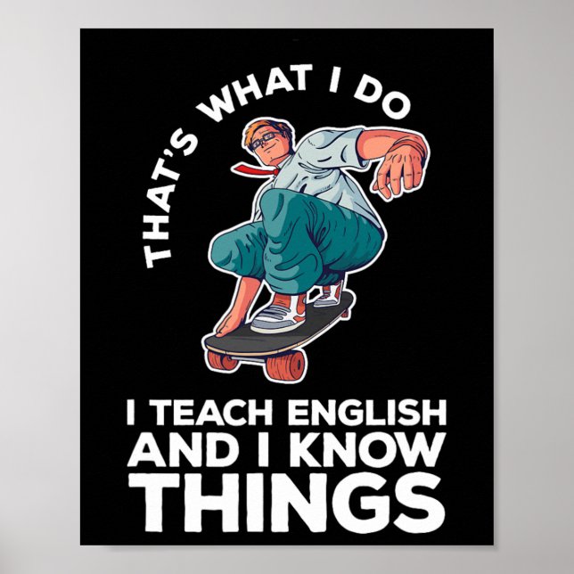 Poster É o que eu faço Ensino de Inglês Divertido Skate (Frente)