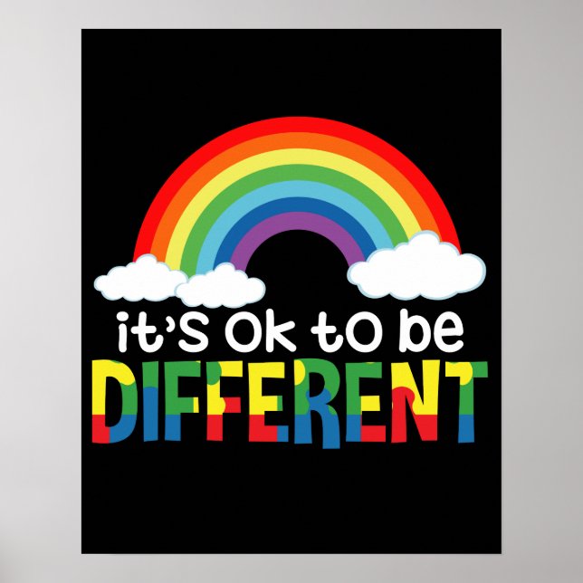 Poster É Ok Ser Diferente Conscientização do Autismo (Frente)