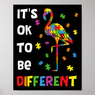 Poster É Ok Ser Diferente Flamingo Conscientização do Aut