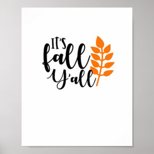Poster É outono Y'all, Pumpkin Spice, Autumn Leaves, Hal
