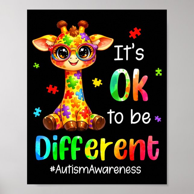 Poster É ser diferente girafa fofa animal autismo (Frente)