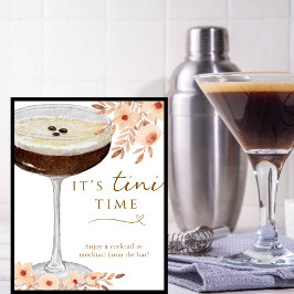 Poster É Tini Time Floral Espresso Martini - Sinal de Bar
