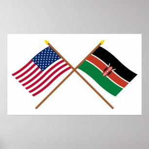 Poster E.U. e bandeiras cruzadas Kenya
