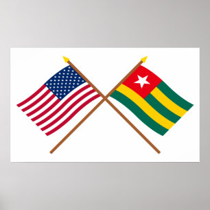 Póster E.U. e bandeiras cruzadas Togo