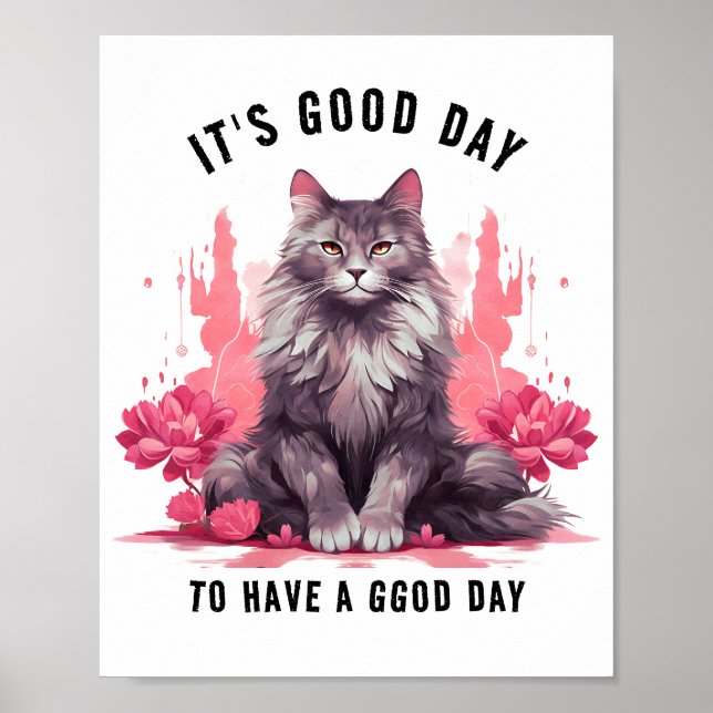 Poster É um bom dia — Celebração do Dia do Gato (Frente)