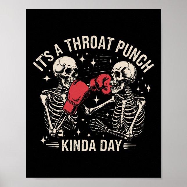 Poster É Um Dia De Soco Na Garganta Esqueleto Boxe Chute (Frente)