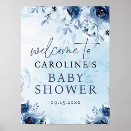 Poster É um sinal de boas-vindas Chá de fraldas azul de a