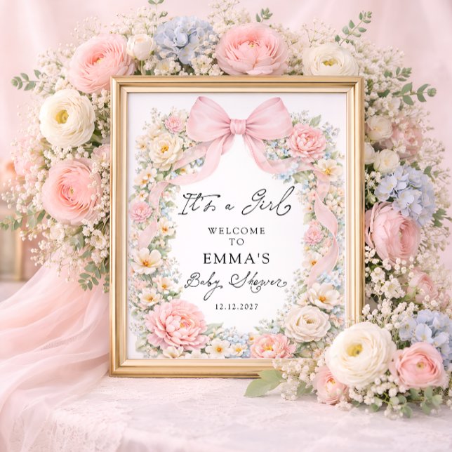 Poster É uma Menina Arco Rosa Jardim Bem-vindo ao Chá de  (Criador carregado)