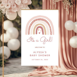 Poster É Uma Menina Boho Arco-Íris Chamada Bebê Bem-Vinda