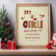 É uma Menina! Placa de Boas-Vindas para Chá de Beb