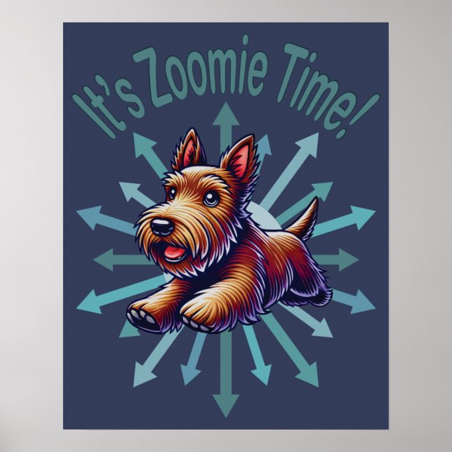 Poster É Zoomie Time Brown Scotty (Frente)