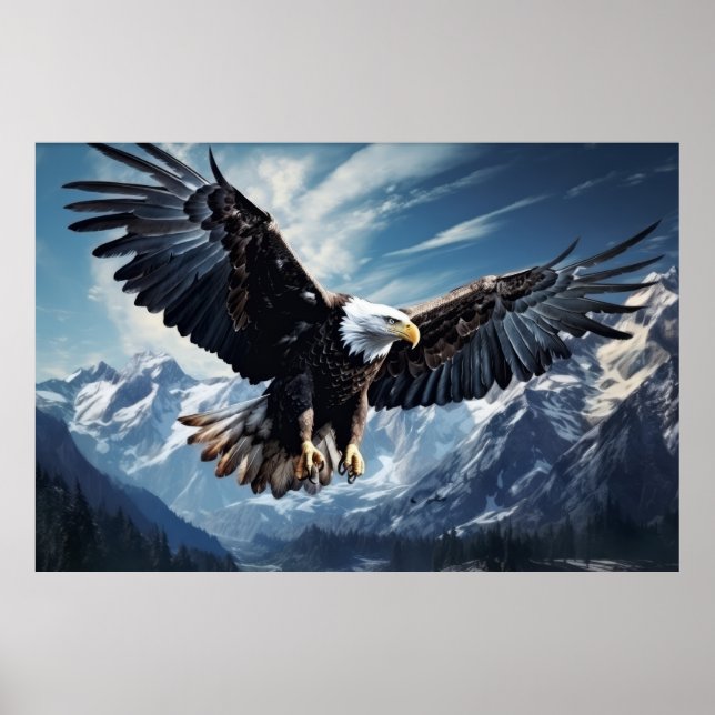 Poster Eagle Animal Bird Wilderness Arte Colorida (Frente)