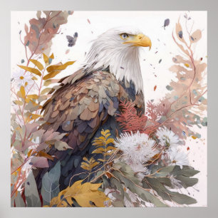 Poster Eagle Bird Retrato Animal Pintando Vida Selvagem