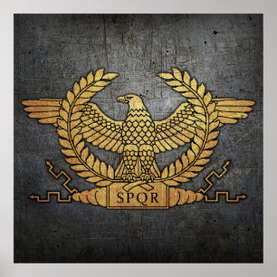 Póster Eagle Dourado resistido romano no ferro