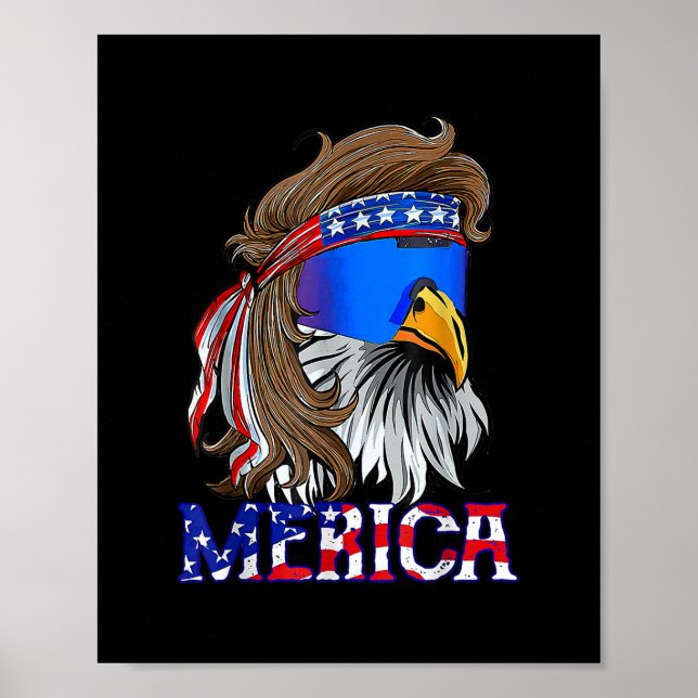 Poster Eagle Mullet 4 de julho EUA Flag Merica (Frente)