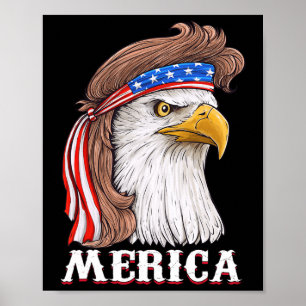 Poster Eagle Mullet 4 de julho EUA Flag Merica